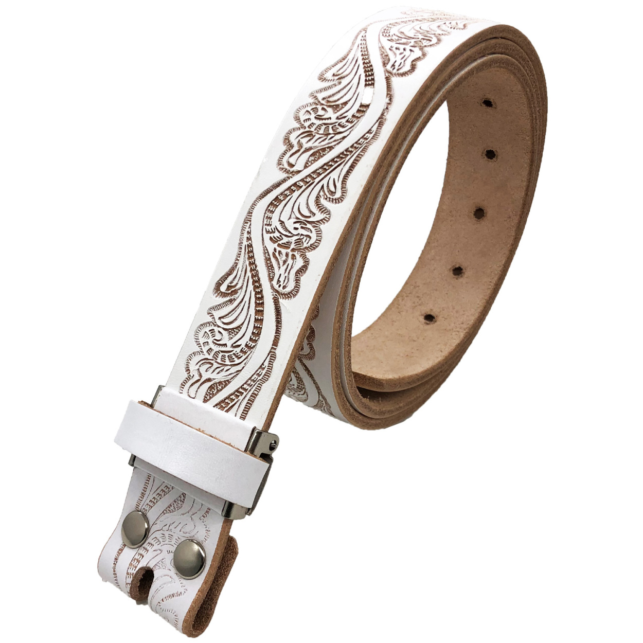 ベルト 栃木レザー クラフト 型押し 柄 メンズ 本革 帯のみ 交換用