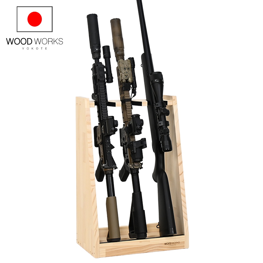 WOODWORKS ガンラック 3丁掛 (色：ナチュラル) 木製 日本製