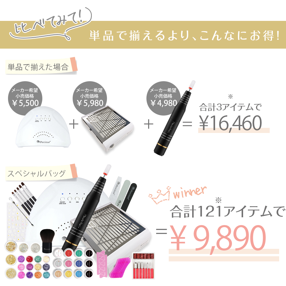 ジェルネイル キット スターターキット 121点 初心者 【プチトル