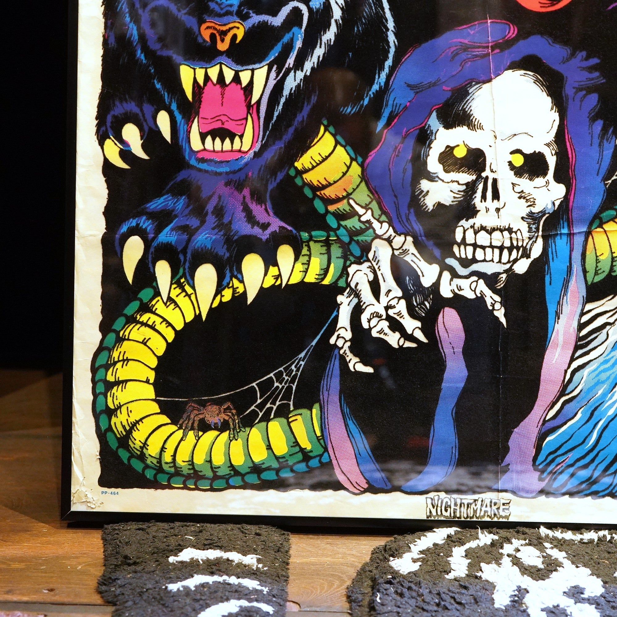 90s ヴィンテージ ブラックライトポスター スカル グロウ 90s