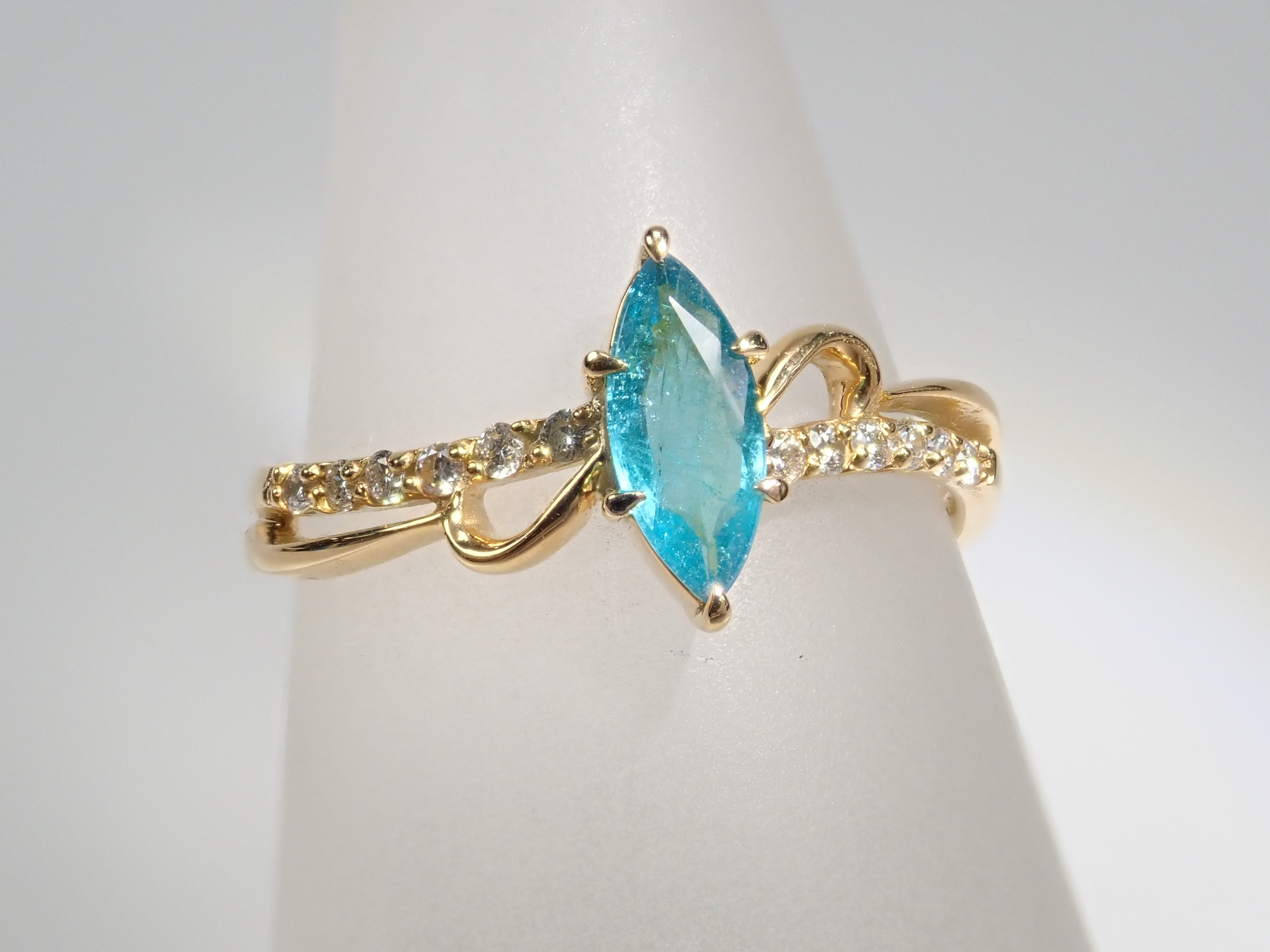 K18YG ブラジル産パライバトルマリン 0.3ct リング GIA