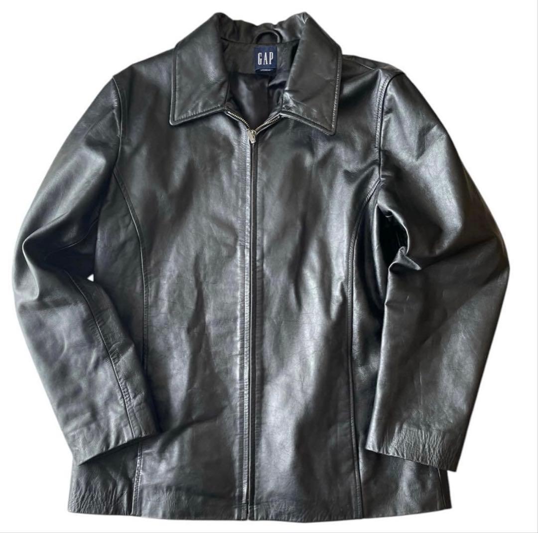 GAP 本革 シングルライダースジャケット L 90s OLD GAP L シングルライダース プレミアムスタンダード レザー