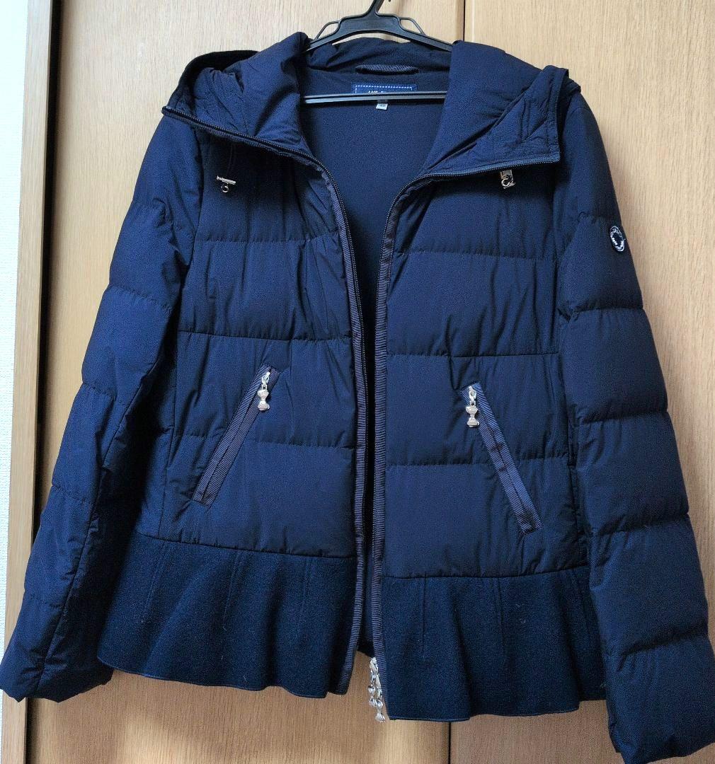エムズグレイシー ダウンジャケット　サイズ42 エムズグレイシー 729504 ダウンコート 42 ネイビー パールロゴ