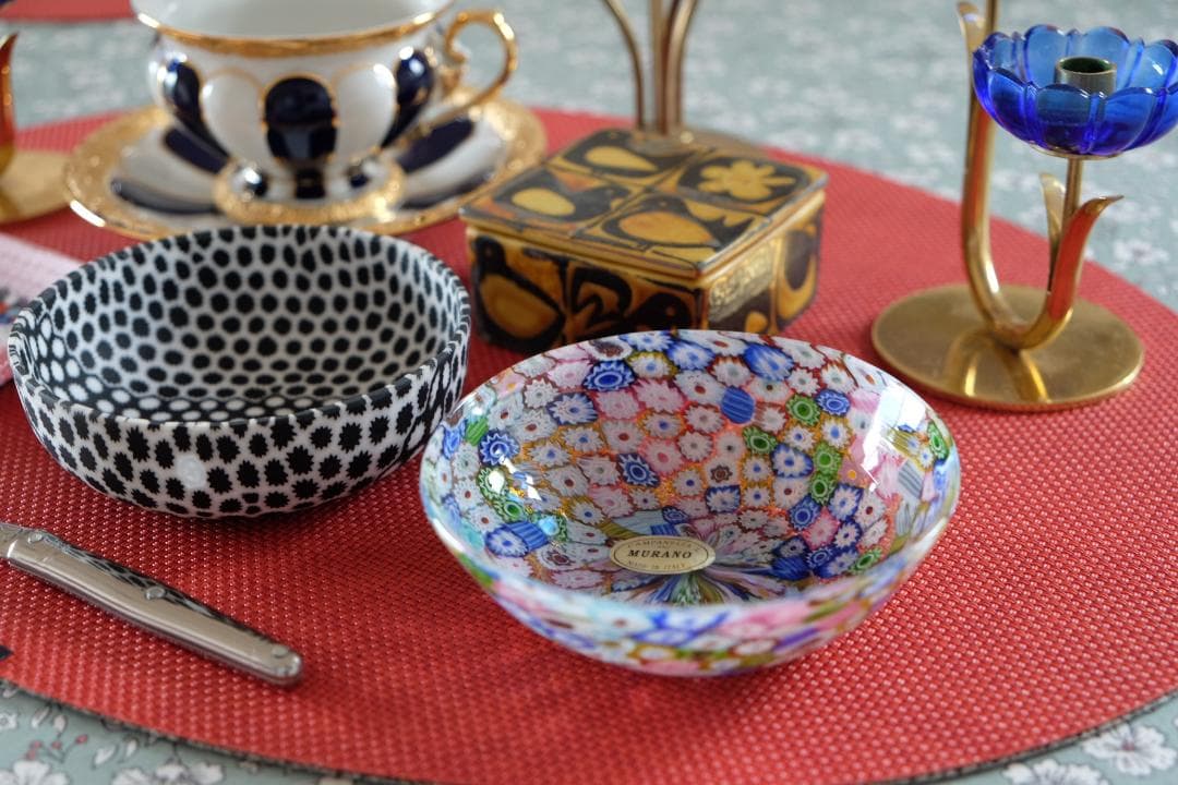 吹きガラス ミルフィオリ ムラーノガラス ヴェネチアングラス/小皿/江波冨士子 吹きガラス ミルフィオリ ムラーノガラス ヴェネチアングラス/小皿