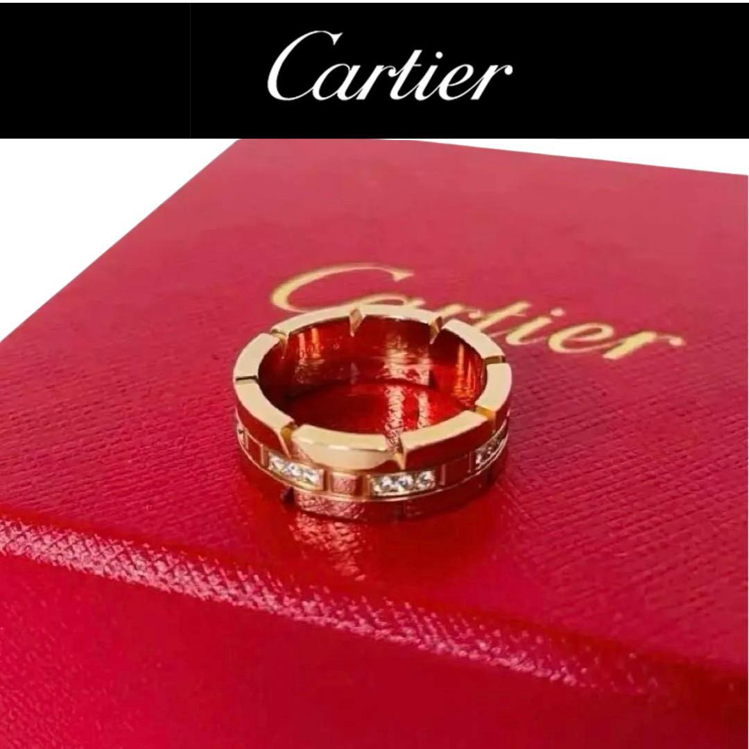 カルティエ リング 指輪 タンクフランセーズ ハーフダイヤ K18PG 10号 Cartier - カルティエ タンクフランセーズ ハーフダイヤ リングの通販