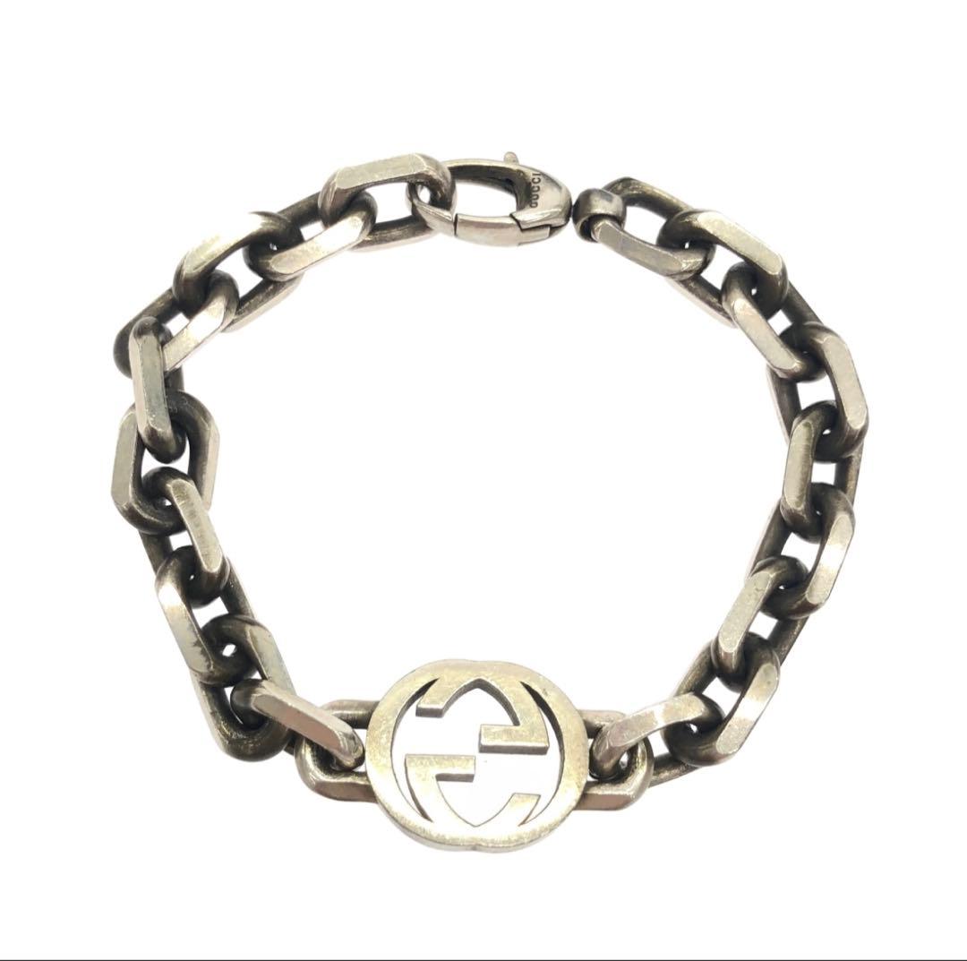 GUCCI グッチ インターロッキング チェーン ブレスレット シルバー 18