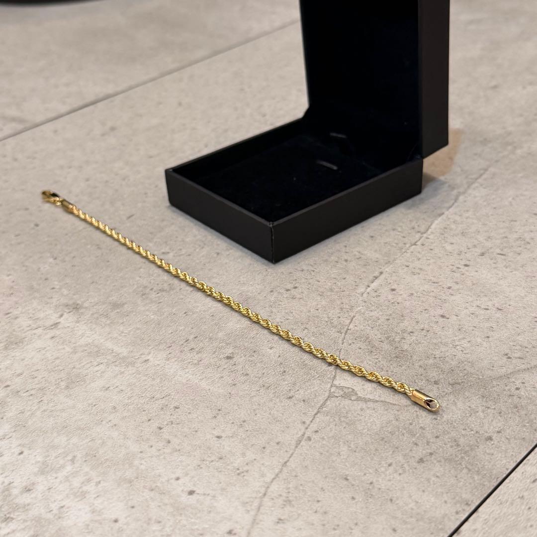 10K イエローゴールド ロープチェーン ブレスレット 幅3mm 21cm