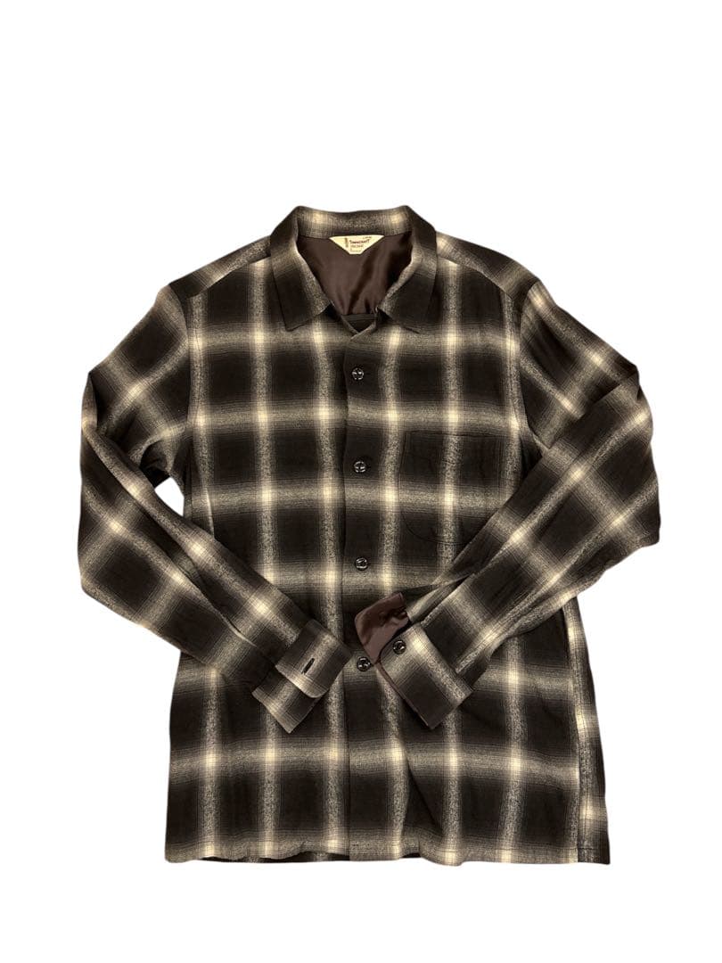 TOWNCRAFT 黒×白 オンブレシャツ コットン　レーヨン　サイズL