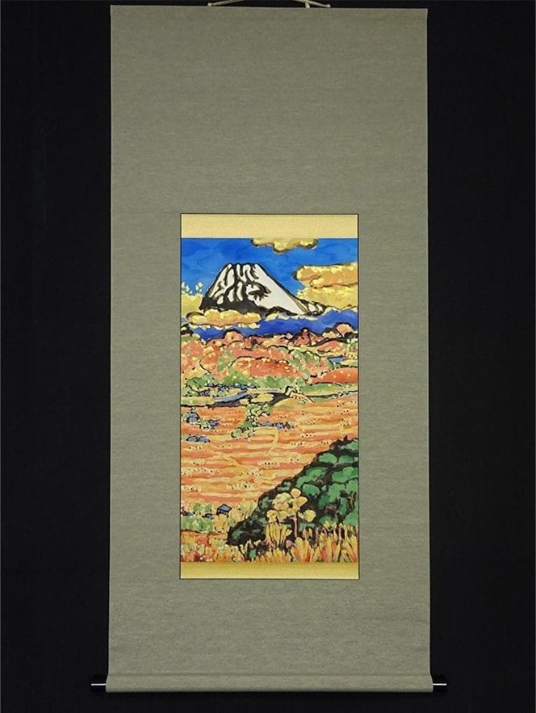 複製】掛軸 梅原龍三郎『天地鍾秀』絹本 無地箱付 掛け軸 a07102