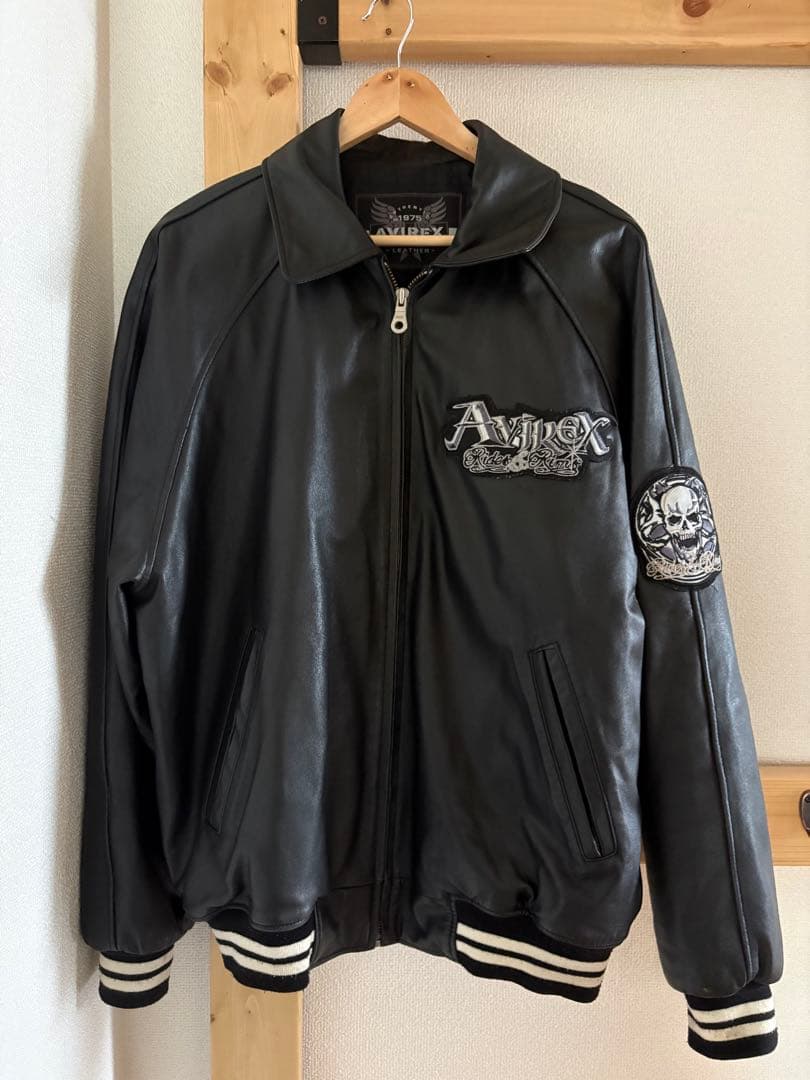 AVIREX レザージャケット XL ブラック 中古・古着通販】AVIREX (アヴィレックス) レザージャケット ブラック