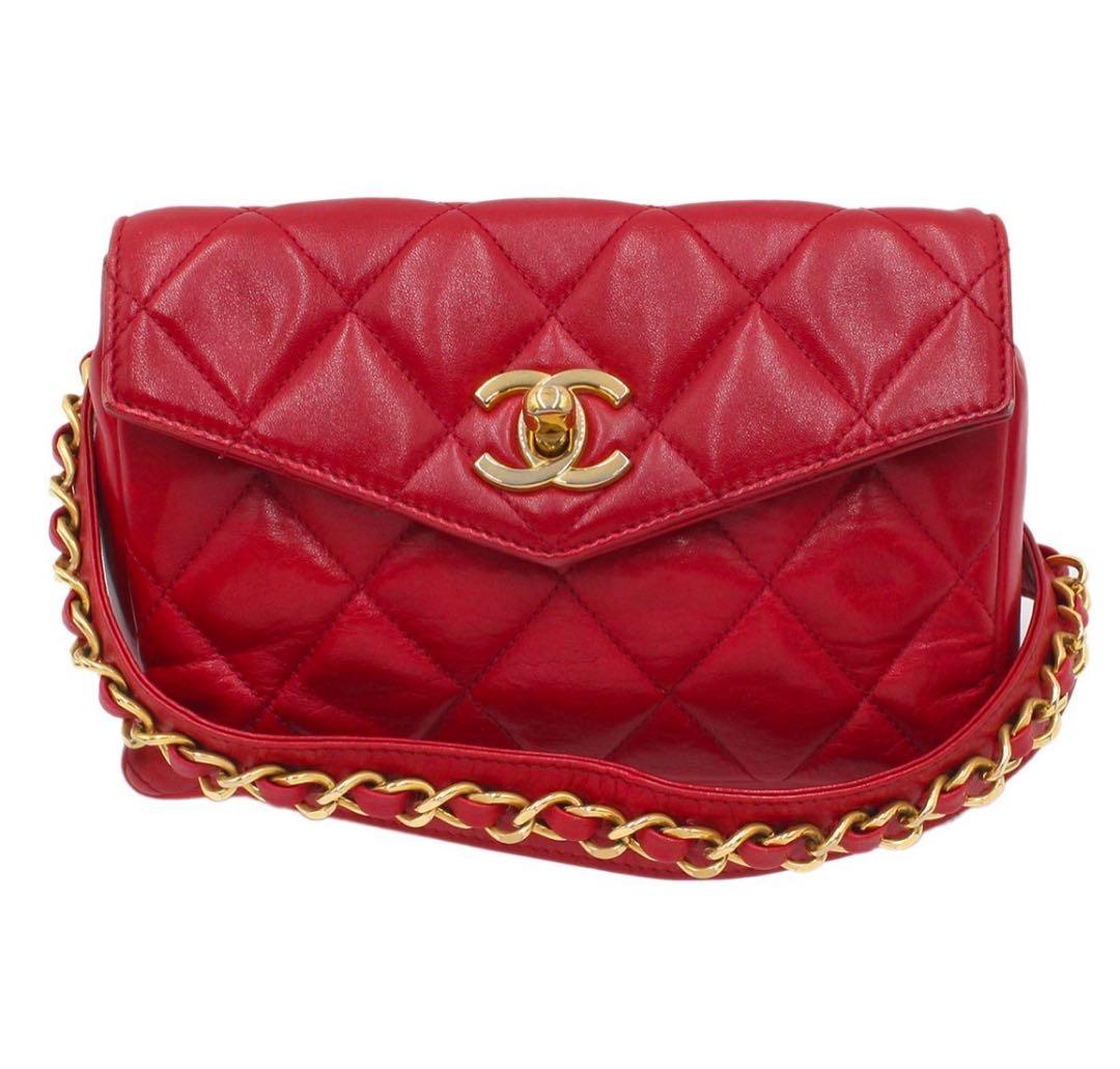 H2610 シャネル マトラッセ ココマーク ラムスキン ミニ ウエストポーチ