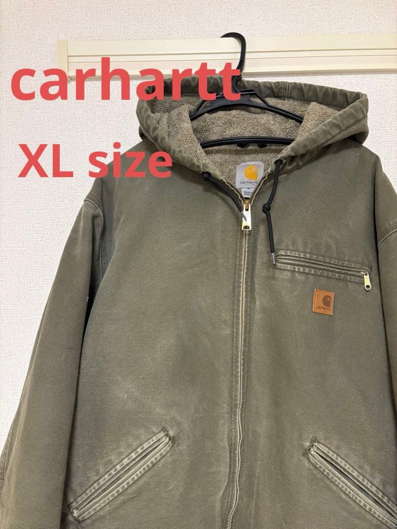 【希少最高カラー】カーハート　レザーロゴ　裏ボアダックジャケット　XL 中古・古着通販】CarHartt (カーハート) 裏ボアダックジャケット