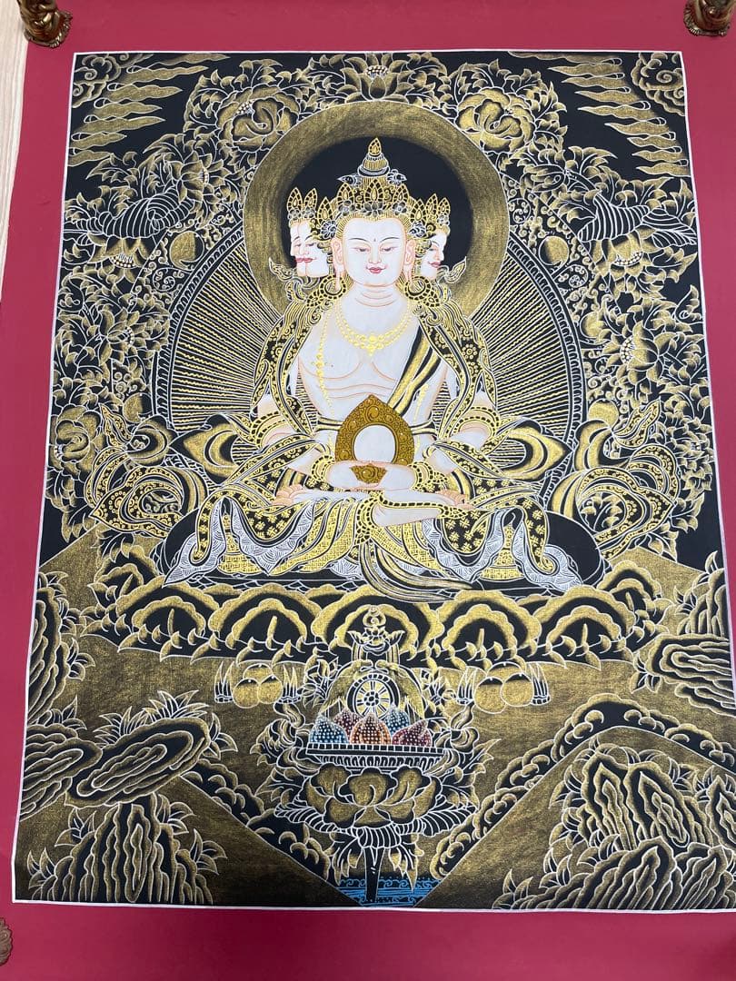 《 チベット密教　1点物 》 手描き　曼荼羅　大日如来　秘仏　至宝　仏教　密教