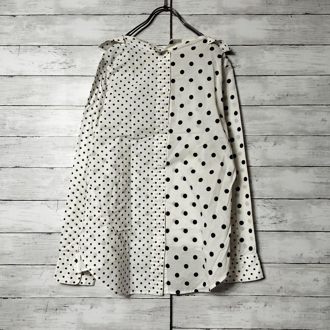 ワイズ ヨウジヤマモト ドッキングシャツ ブラウス ドット柄 コットン 綿