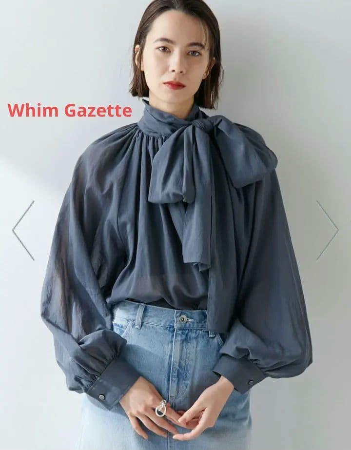 【美品】Whim Gazette 　ウィムガゼット　ボウタイシャツ　ボウブラウス