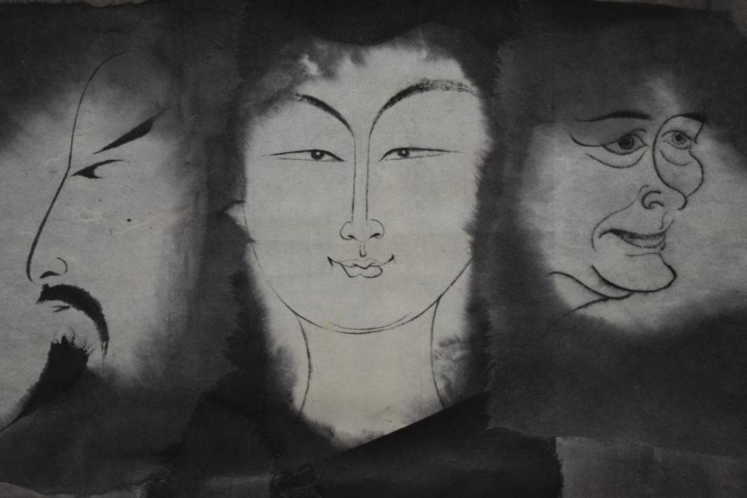 真作/坂田明道/胎蔵界/桐共箱付/布袋屋掛軸HE-677