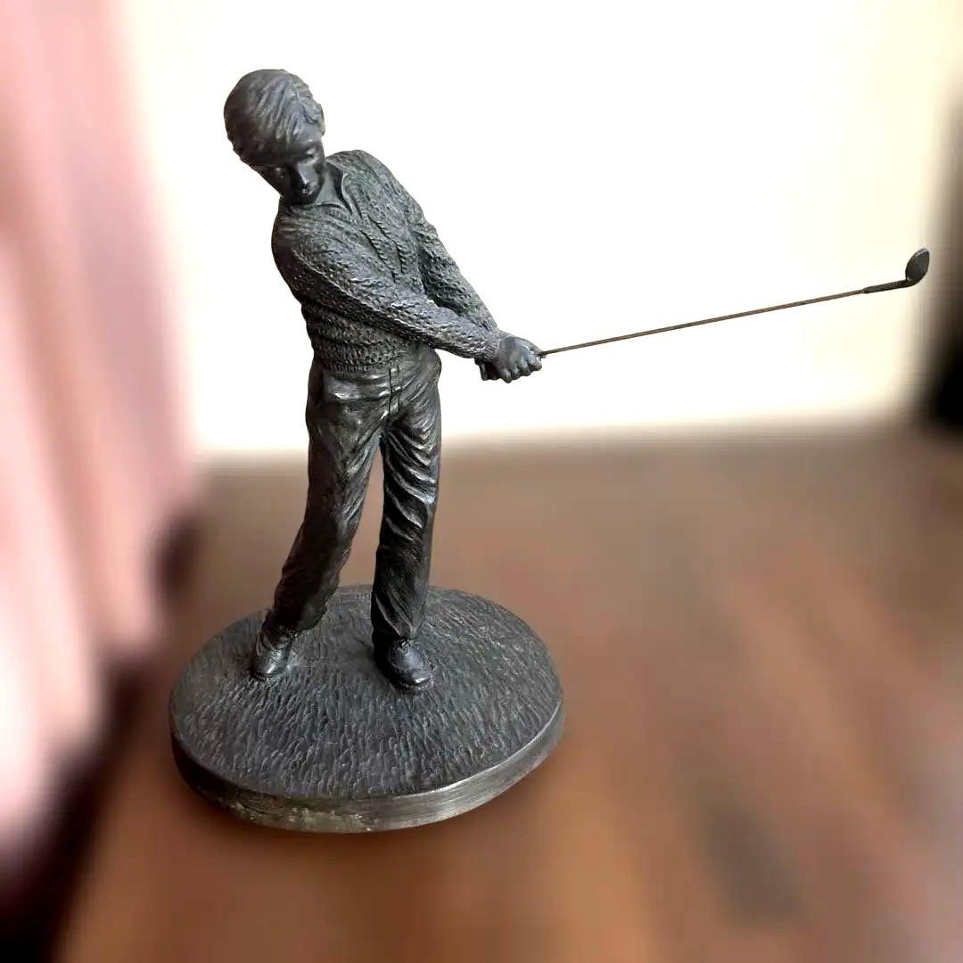 欧州著名彫刻家 ゴルフ選手の彫刻/ブロンズ像/トロフィー 約25cm