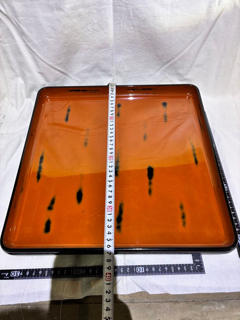 昭和レトロ 漆塗り 角盆 10枚セット 大型トレー 約40cm