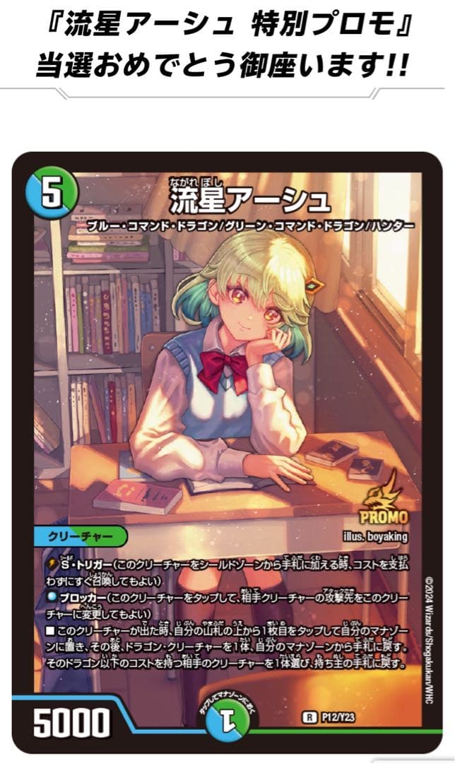 デュエマ 流星アーシュ 特別 プロモ×4枚 ドラゴン娘 スリーブ セット