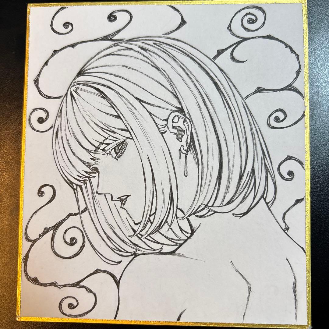 オリジナル手描きイラスト ミニ色紙 - メルカリ