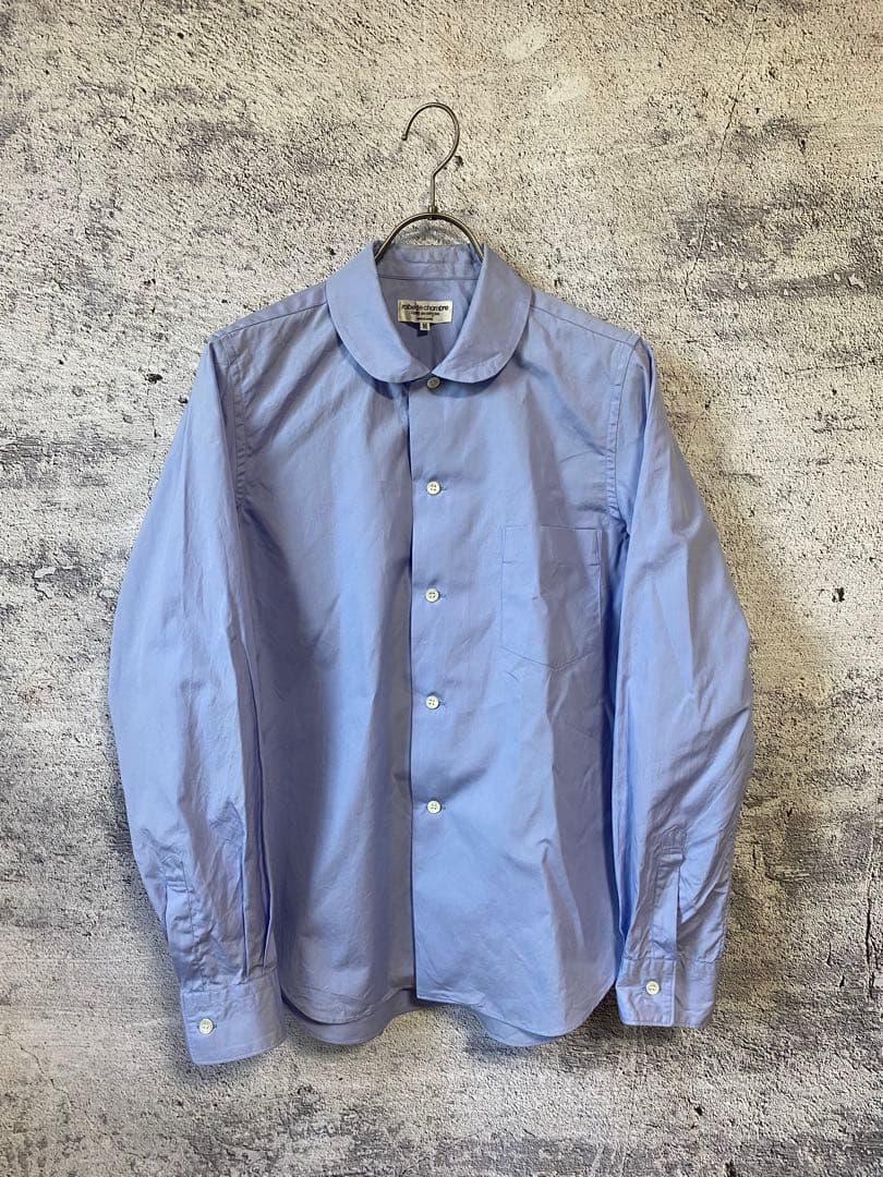 ローブドシャンブル　丸襟長袖シャツ