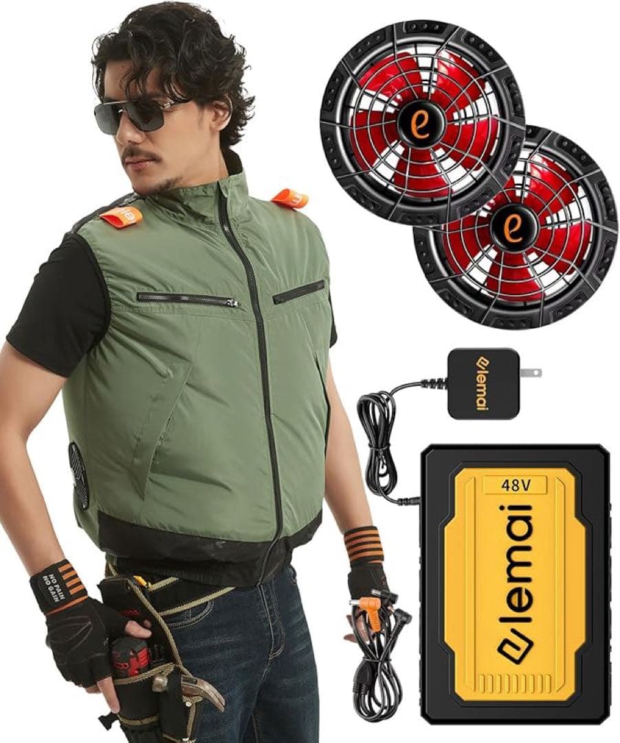 【新品】elemai 48V 空調ベスト アーミーグリーン Mサイズ