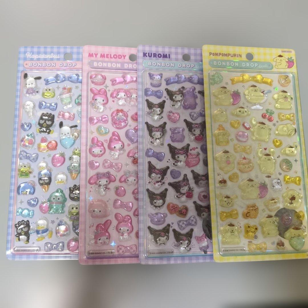 正規品】サンリオ 第二弾 大サイズ ボンボンドロップシール 4枚