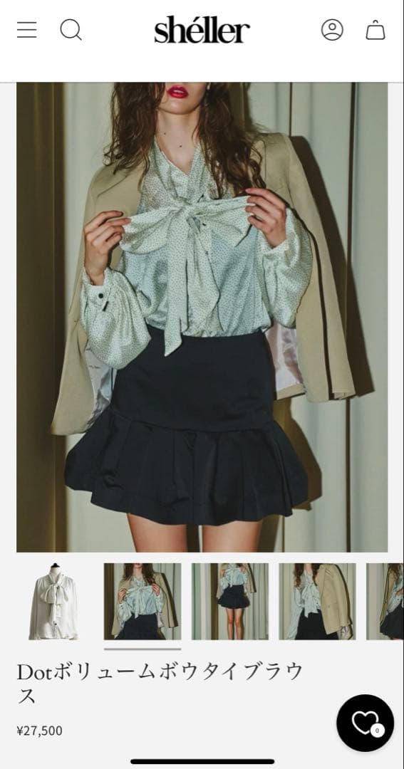 sheller Dotボリュームボウタイブラウス