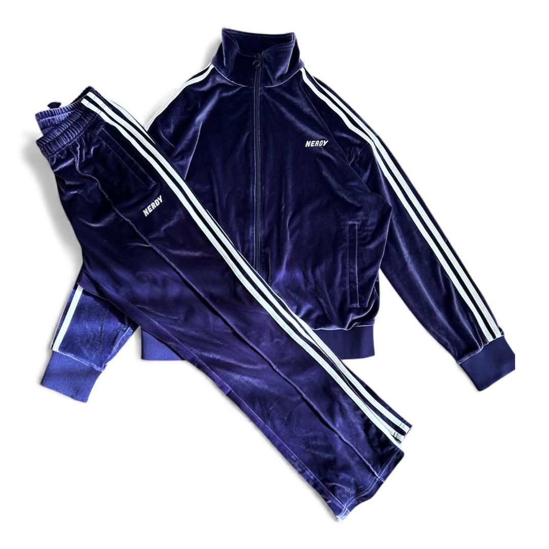 【極美品】NERDY ノルディ ベロア セットアップ パープル M Y2K 極美品【NERDY】ノルディ ジャージ セットアップ 韓国アイドル 紫 M