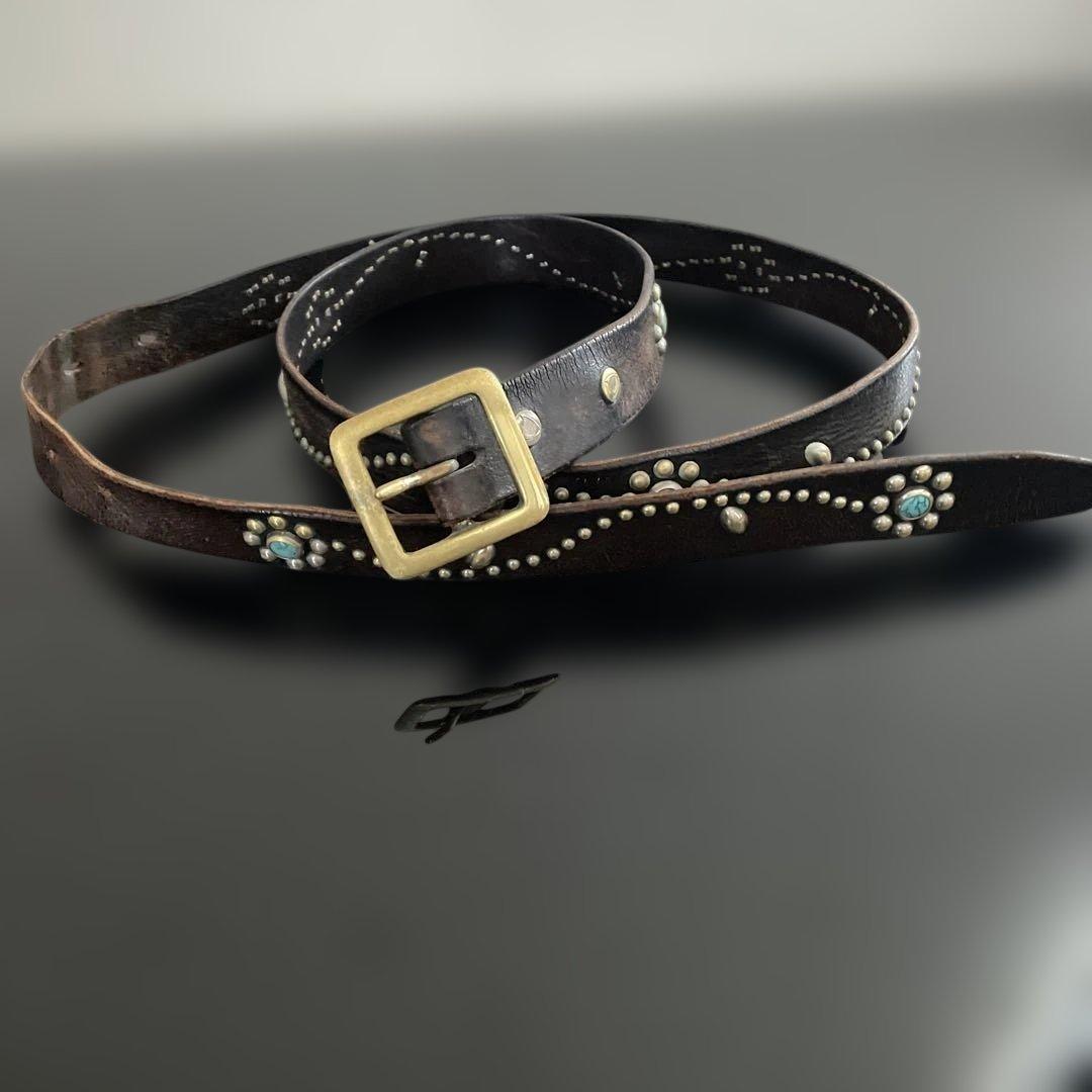 HTC フラワースタッズ　ナローベルト 34 HTC 'NARROW BELT'ナローベルト FLOWER STUDS フラワースタッズ 黒