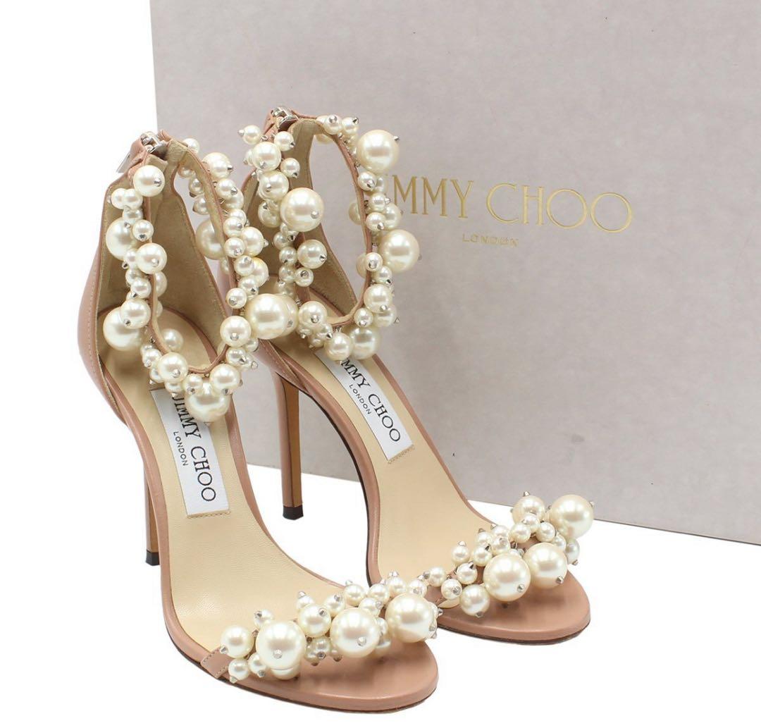 R2353 超美品 ジミーチュウ マイセル パール ヒール パンプス
