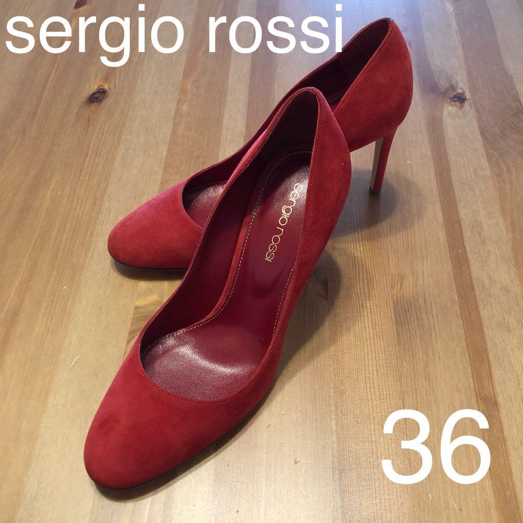 Sergio Rossi セルジオロッシ 36 赤のスエードパンプス