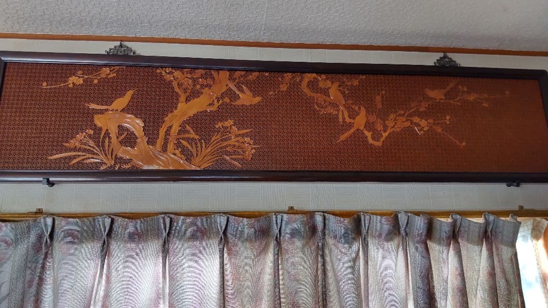 和風鳥の彫刻装飾品 182x40cm 手彫りのヴィンテージライチョウの彫刻 |一刀彫の木製鳥の置物 |レアな