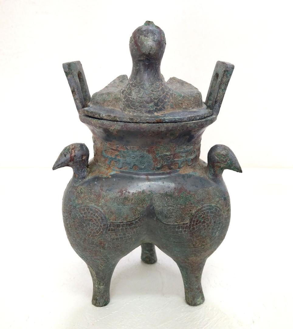 中国 西周青銅器 彫刻 三足 蓋付き 鳥装飾 酒器 高さ21.5cm 2026年最新】中国 三足酒器の人気アイテム - メルカリ