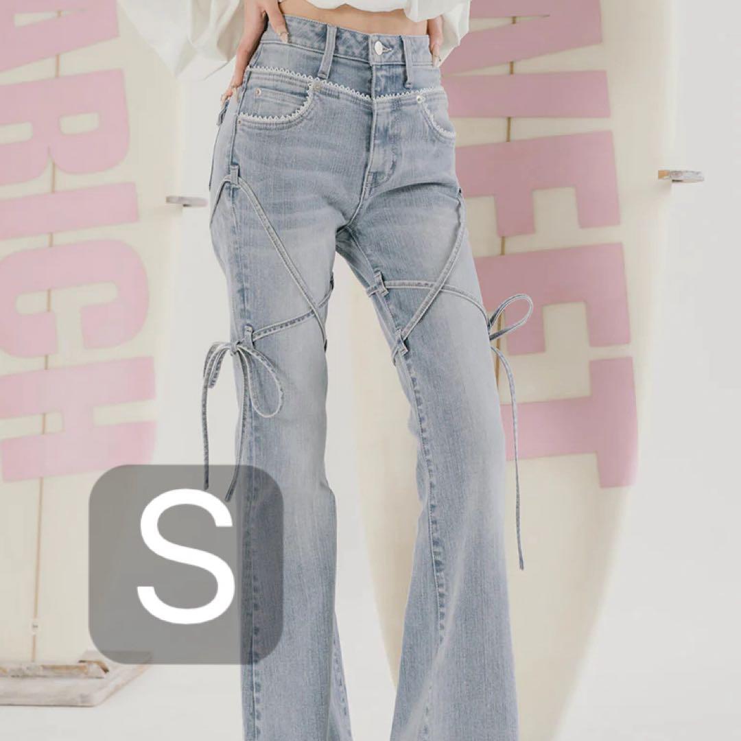 ♡ ダーリッチ ♡ ピコレースハイウエストフレアデニム Sサイズ アイスブルー 予約商品】ピコレースハイウエストフレアデニム – Darich (ダーリッチ)