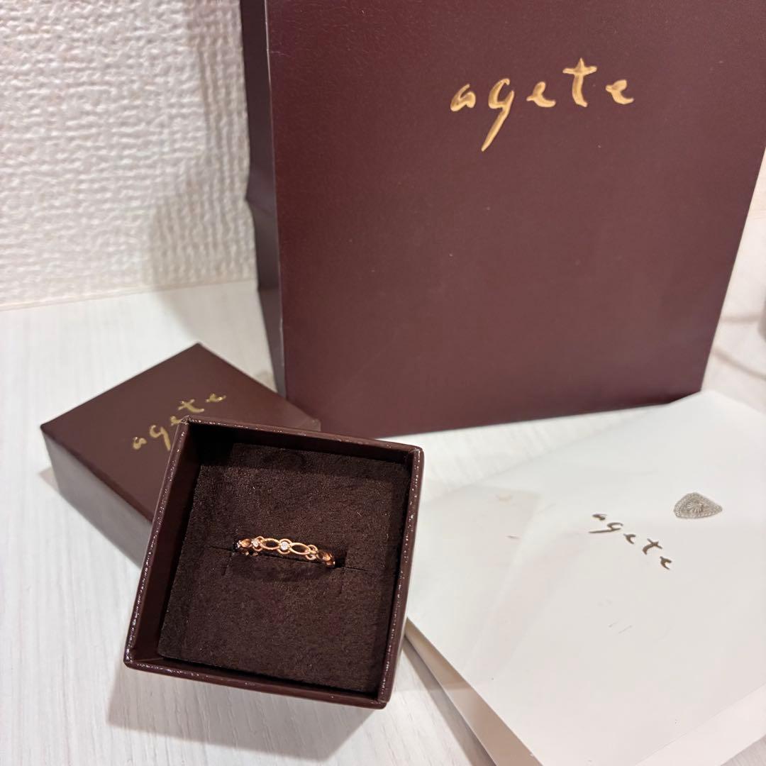 agete ピンキー　３号　ゴールドリング 箱　袋　証明書あり
