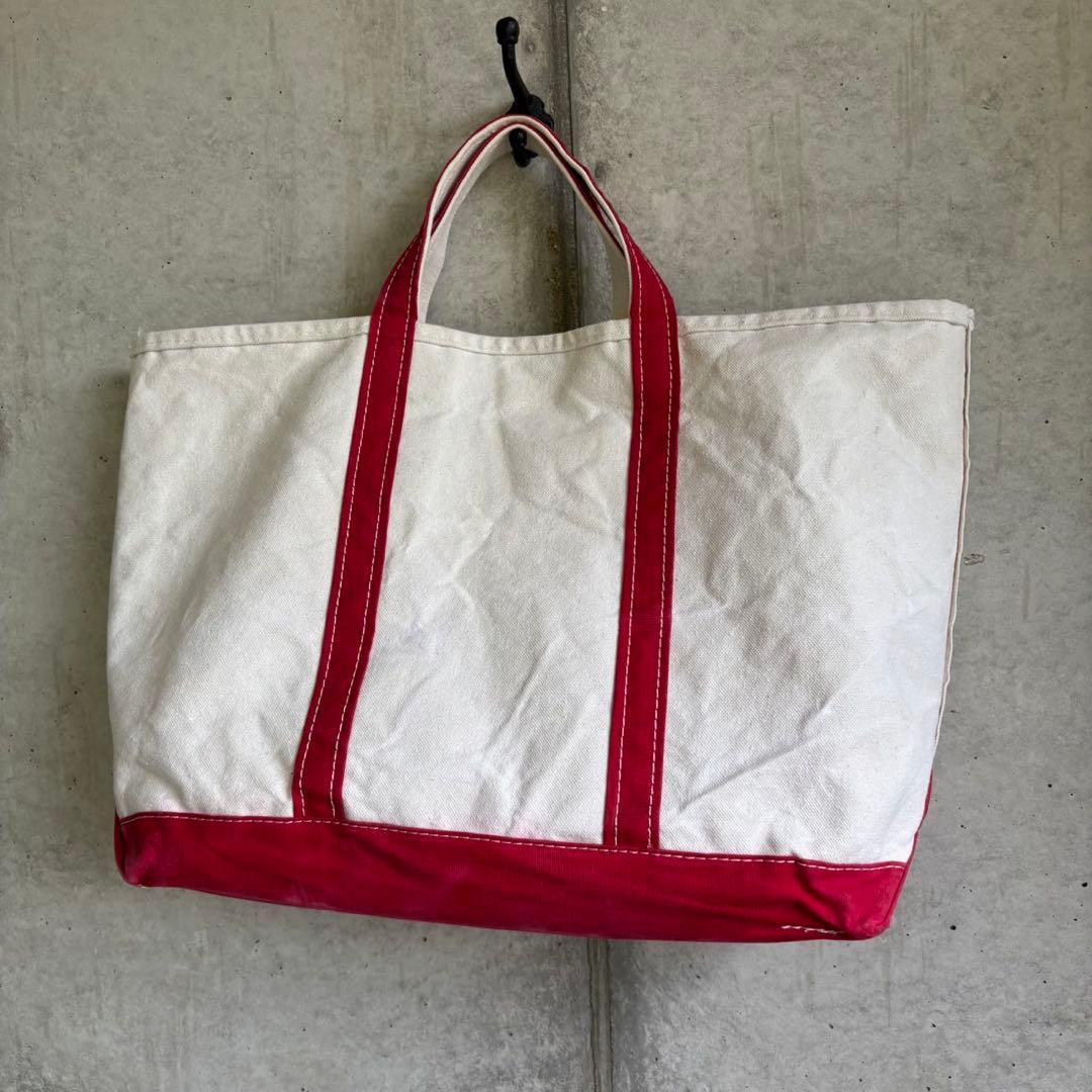 80s LLBean Largeトートバッグ ホワイト×レッド