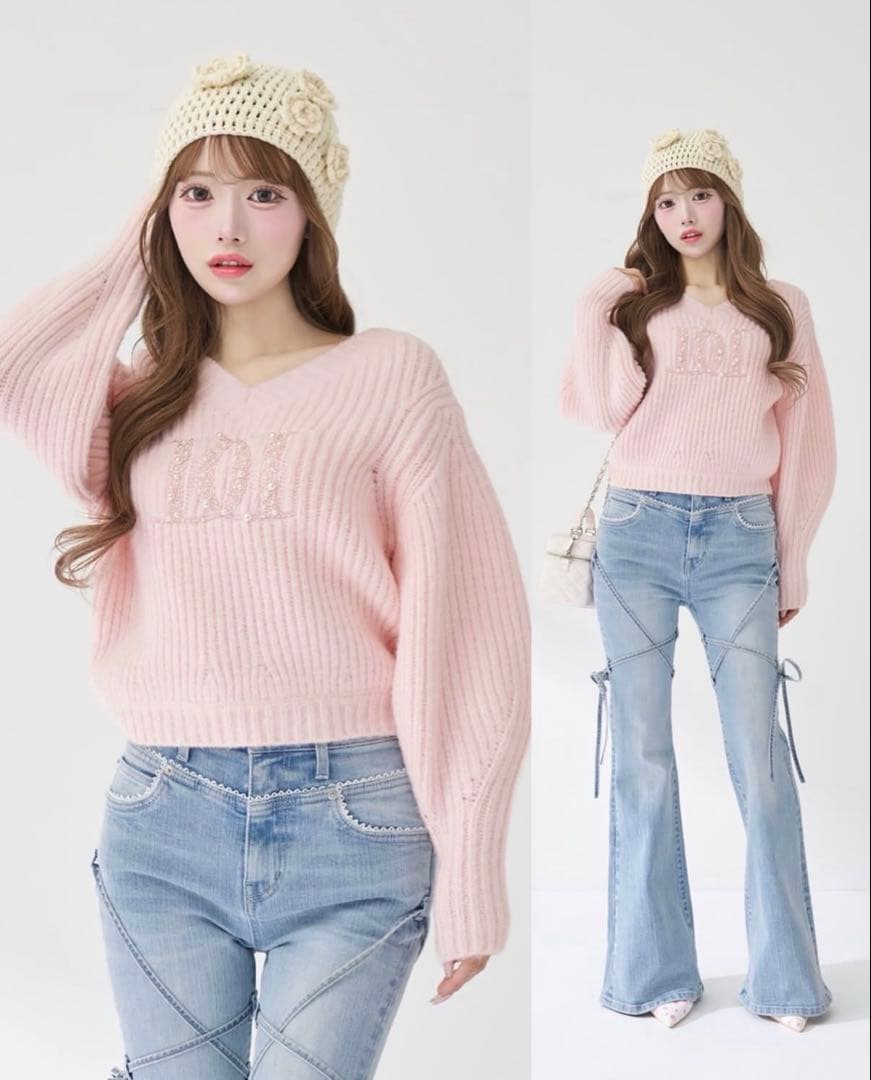 本日限定値下げ 新品DarichファンシービーズDDロゴボリュームニットトップス