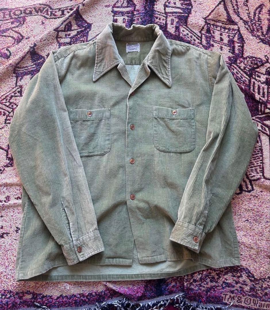 【60s】　コーデュロイシャツ　オープンカラー　ボックスシルエット SENSE OF PLACE by URBAN RESEARCH シャツ ブロックコーデュロイ