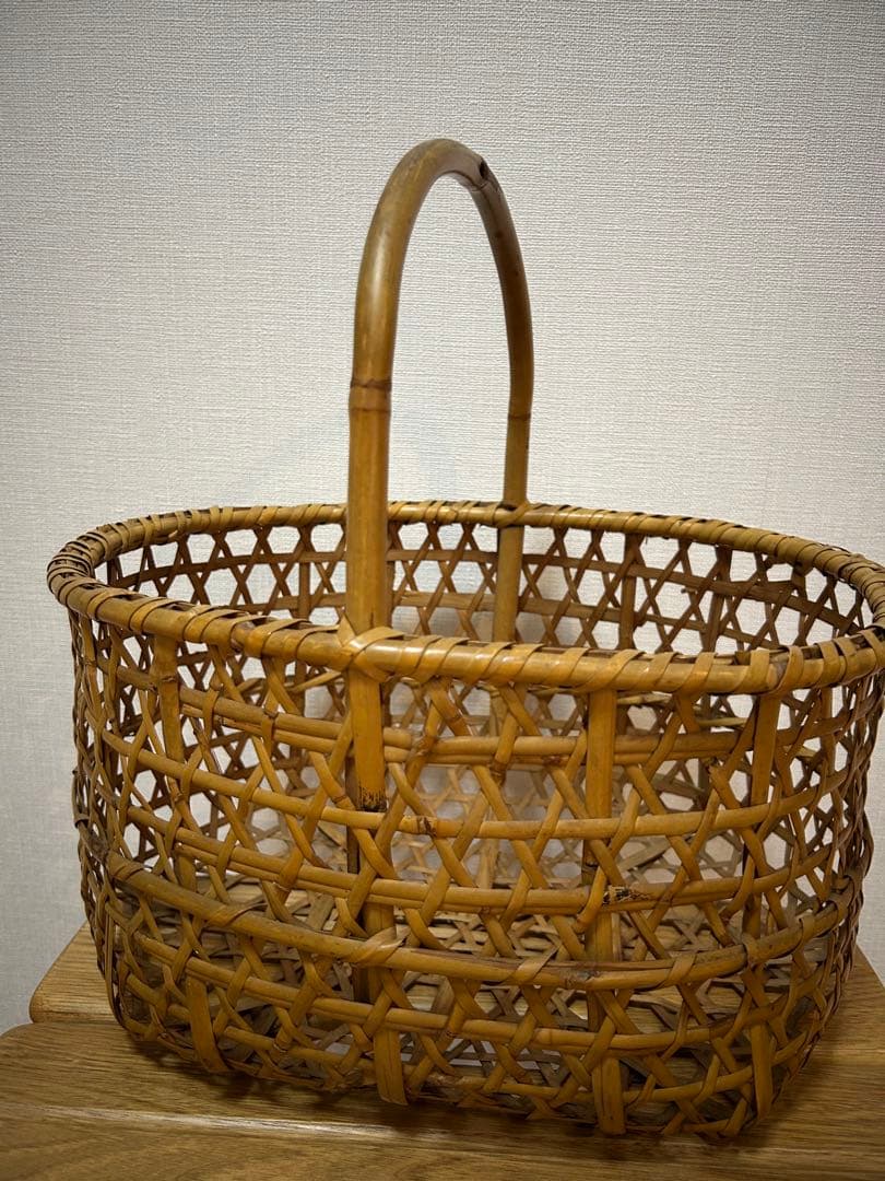 りんごかご　根曲竹　国産　竹籠　持ち手