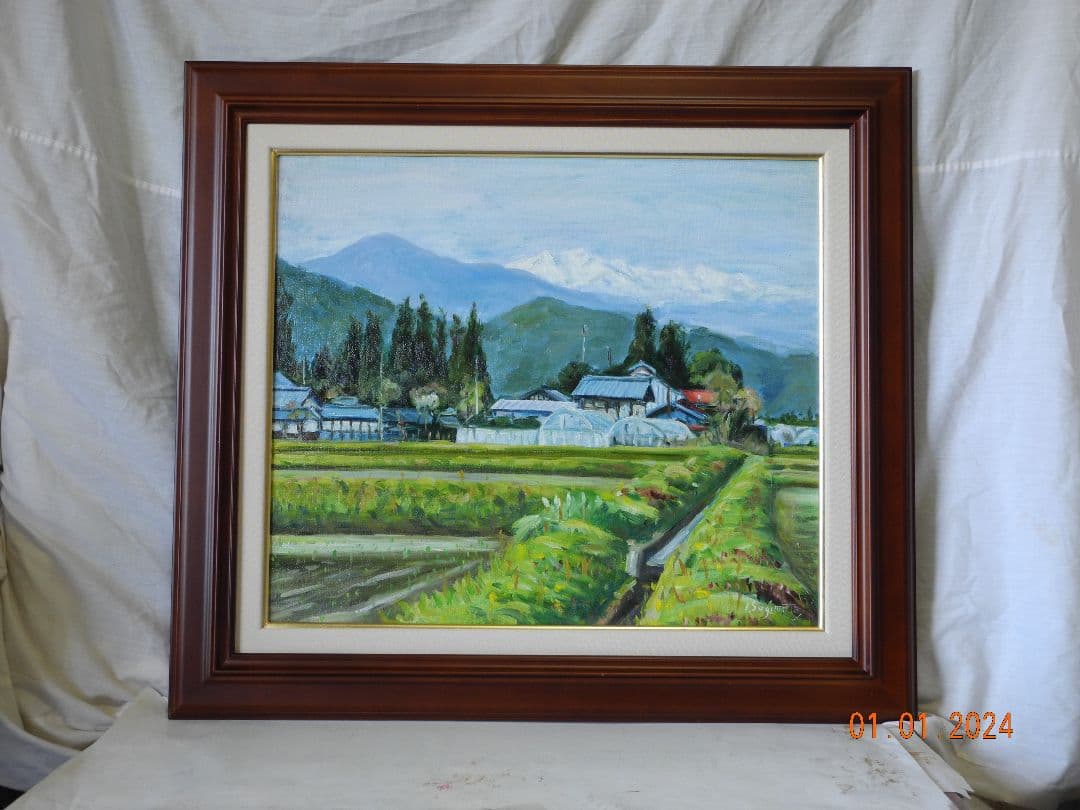 油絵安曇野風景