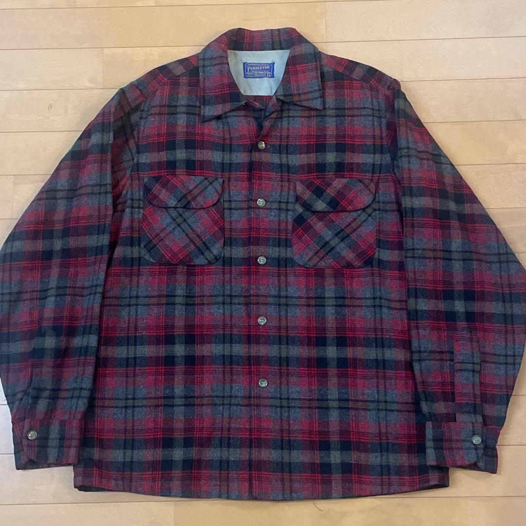 d*i様 グレー 赤 pendleton ウール ボードシャツ チェック USA