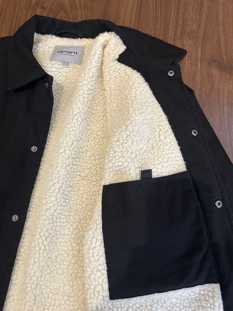 カーハート WIP 裏ボア コーチジャケット 黒 Mサイズ 刺繍ロゴ 値引