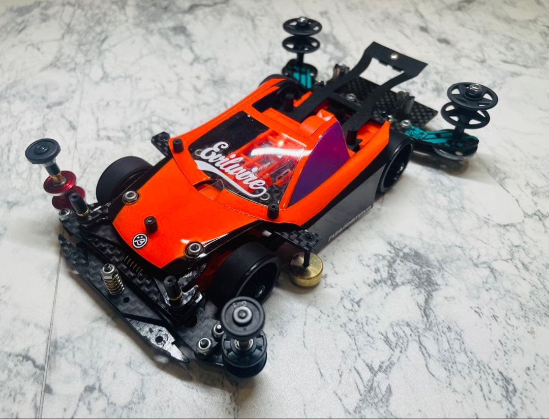 ミニ四駆　MSスギヤマ式フレキ　V字カット鳥居残し　１軸ATスラダン１軸アンカー ミニ四駆スギヤマ式フレキ鳥居残しV字カット 前後1軸ATスラダン