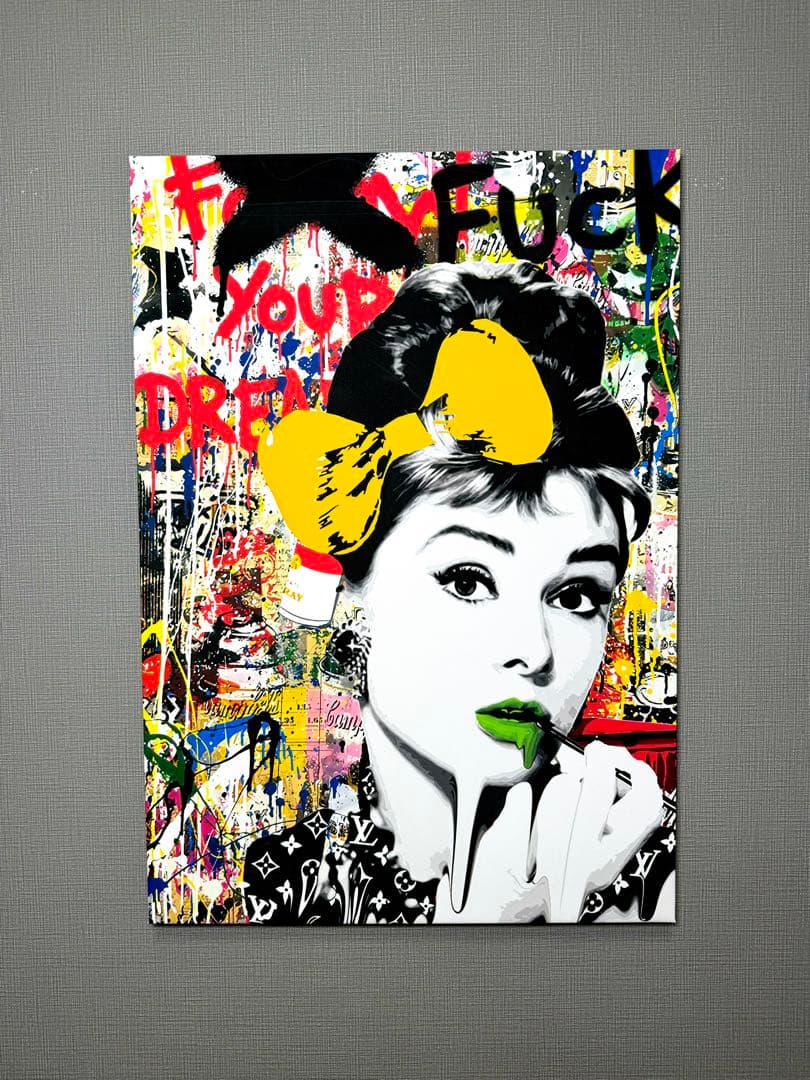 No.124木枠付きキャンバスアート　オマージュアート　オードリーヘプバーン