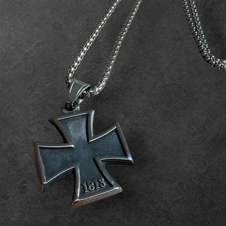 チタン 鋼 アイアンクロス ネックレス ヴィンテージ風 リバーシブル