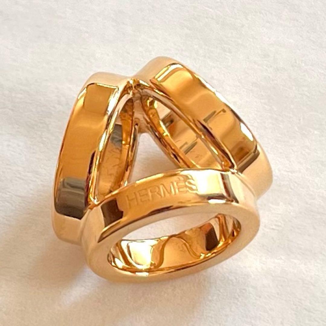 【新品未使用】エルメス　ミニ　トリオ　スカーフリング　ゴールド