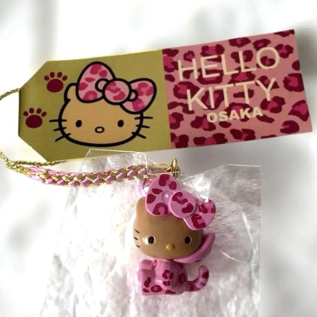 新品 大阪限定ハローキティ ヒョウ柄日焼けキティストラップ サンリオ