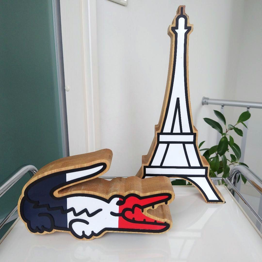 ①レア！LACOSTE 非売品 販促 店舗 木製オブジェ ワニとタワーセット