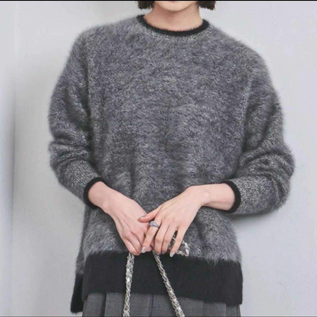 専用美品★ユナイテッドアローズ　フォックス カシミヤ クルーネックニット グレー UNITED ARROWS（ユナイテッドアローズ） ニット セーター フォックス